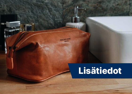Varustevinkki matkalle 2023: toiletry-laukku nahasta